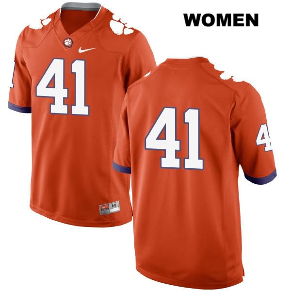 Women's Clemson Tigers #41 Connor Sekas Stitched Orange Authentic Nike No Name NCAA College Football Jersey EPU3146UM